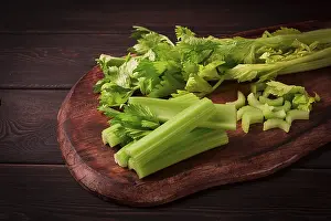 Raw Vegetable Prints: Fresh bunch of celery, top view