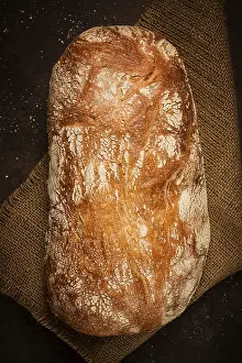 Rye Bread Detail Prints: Fresh whole grain bread, rye, top view