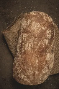 Breakfast Meal Photography Prints: Fresh whole grain bread, rye, top view