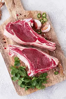 Barbecue Steak Prints: Fresh pieces of beef on the bone