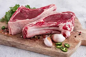 Barbecue Recipe Prints: Fresh pieces of beef on the bone