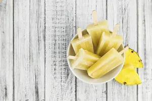 Rustic Food Still Life Prints: Fresh made Popsicles (Pineapple flavoured)