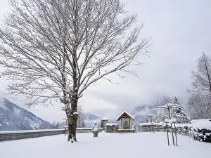 European Sacred Buildings Prints: Fresh snow, chapel of intercession with intercession bell