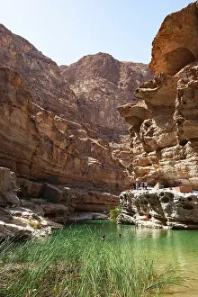 Arabian Peninsula Nature Prints: Freshwater pool between rugged cliffs