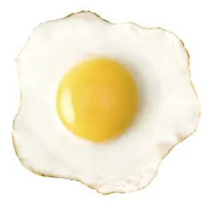 White Background Close Up Prints: Fried egg isolated on white background