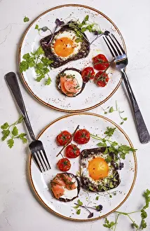 Framed Print : Breakfast Print with Whole Grain Bread and Salmon