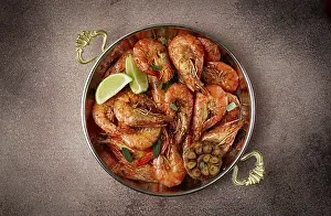 Crustacean Food Prints: Fried king prawns, in shell, with spices