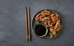 Soy Sauce Appetizer Prints: Fried meat in batter, deep-fried