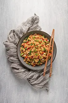 Vegetarian Dish Prints: Fried Rice, with vegetables and egg