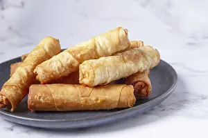 Fried Spring Rolls With Cheese Prints: Fried spring rolls with cheese