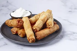 Gourmet Snack Options Prints: Fried spring rolls with cheese