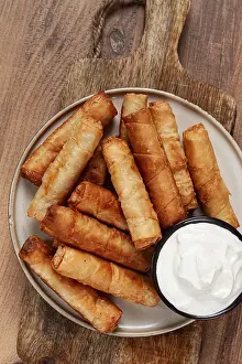 Fried Spring Rolls Prints: Fried spring rolls with cheese