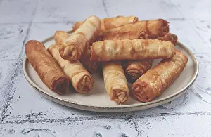 Fried Spring Rolls Prints: Fried spring rolls with cheese
