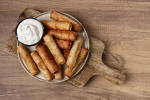 Fried Spring Rolls Prints: Fried spring rolls with cheese