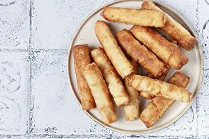 Fried Spring Rolls Prints: Fried spring rolls with cheese