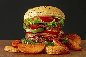 Unhealthy Snack Options Prints: Fries hamburger