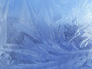 Deserted Winter Scene Prints: Frosty natural pattern on winter window