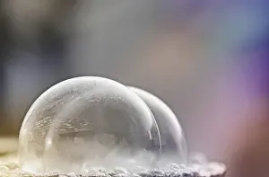 Winter Background Image Prints: Frozen soap bubbles, colourful background
