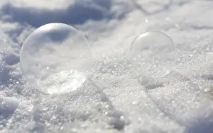 Frosty Winter Scene Prints: Frozen soap bubbles in the snow