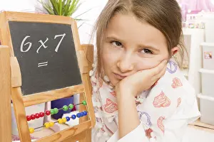 Frustrated Girl Prints: Frustration at school, arithmetic