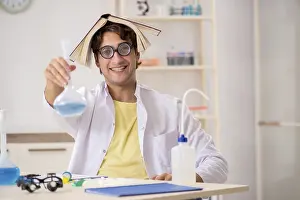 DNA Prints: Funny Crazy Chemist Doing Experiments and Tests Print