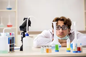 DNA Prints: Funny Crazy Chemist Doing Experiments and Tests Print