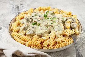 Fusilli Pasta Prints: Fusilli pasta, with champignons