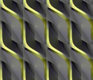 Luxury Interior Decoration Prints: Futuristic 3D Wallpaper of black and green angular shape