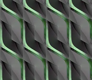 Modern Architecture Design Prints: Futuristic 3D Wallpaper of black and green angular shape
