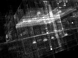 Futuristic Computer Generated Image Prints: Futuristic cubes - abstract computer-generated image