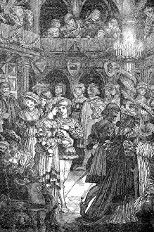 Framed Print : Woodcut Print of Medieval Ball Scene Framed Print : Woodcut Print of Medieval Ball Scene