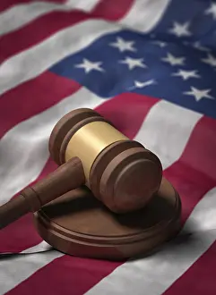 Jurisdiction Image Prints: Gavel on US flag