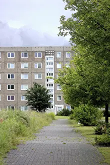 German Democratic Republic History Prints: Part of a generic building reflecting the architectural style which was common in the GDR