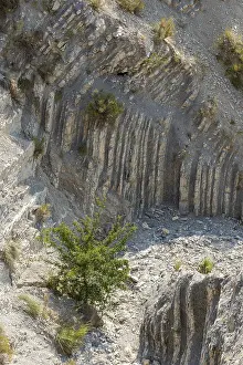 Deserted French Countryside Prints: Geological layers visible on the surface of the ground
