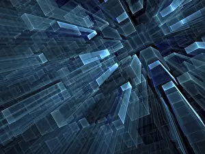 Virtual Reality Concept Prints: Geometric technology background - abstract computer-generated image