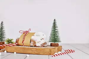 Fruit Bread With Nuts Prints: German Stollen cake, a fruit bread with nuts