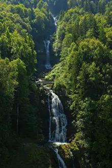 Prints of The Giessbach Waterfall on the Mountain Side in Brienz, Bernese Oberland, Bern Canton, Switzerland Bern Prints: The Giessbach Waterfall Mountain Print, Brienz Switzerland