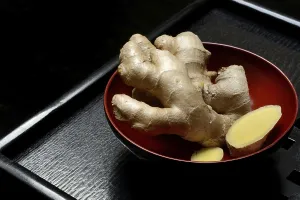 Hot Beverage Ingredients Prints: Ginger, ginger root in tea bowl