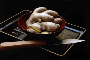 Ginger Root Tea Prints: Ginger, ginger root in tea bowl
