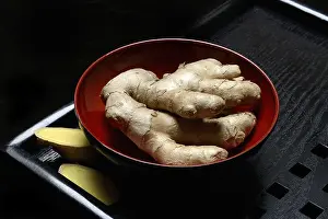 Ginger Root Tea Prints: Ginger, ginger root in tea bowl