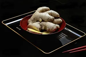 Ginger Root Tea Prints: Ginger, ginger root in tea bowl
