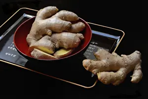 Ginger Root Tea Prints: Ginger, ginger root in tea bowl