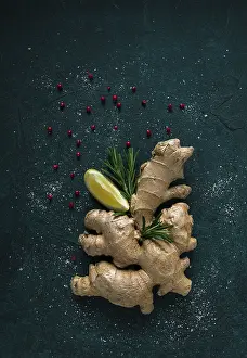 Ginger Root Prints: Ginger root, on a dark background