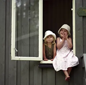 Female Friendship Moments Prints: Two girls in a window