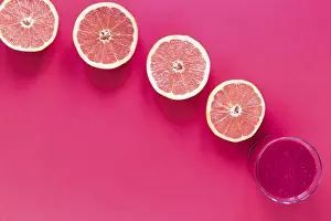 Citrus Fruit Drink Prints: Glas with smoothie grapefruit