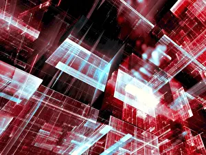 Digital Art Prints: Glass Blocks - Technology Background Print