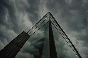 Glass Facade Architecture Prints: Glass facade with reflection of clouds