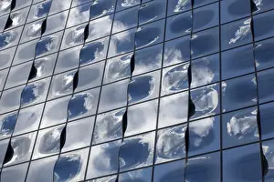 Glass Facade Architecture Prints: Glass facade with reflection of clouds