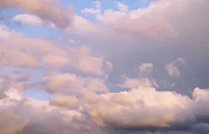 Evening Sky Clouds Prints: Gleaming clouds floating on evening sky