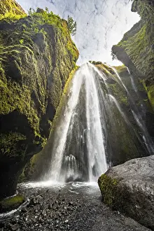 Icelandic Natural Phenomenon Prints: Gljufrabui waterfall in a gorge